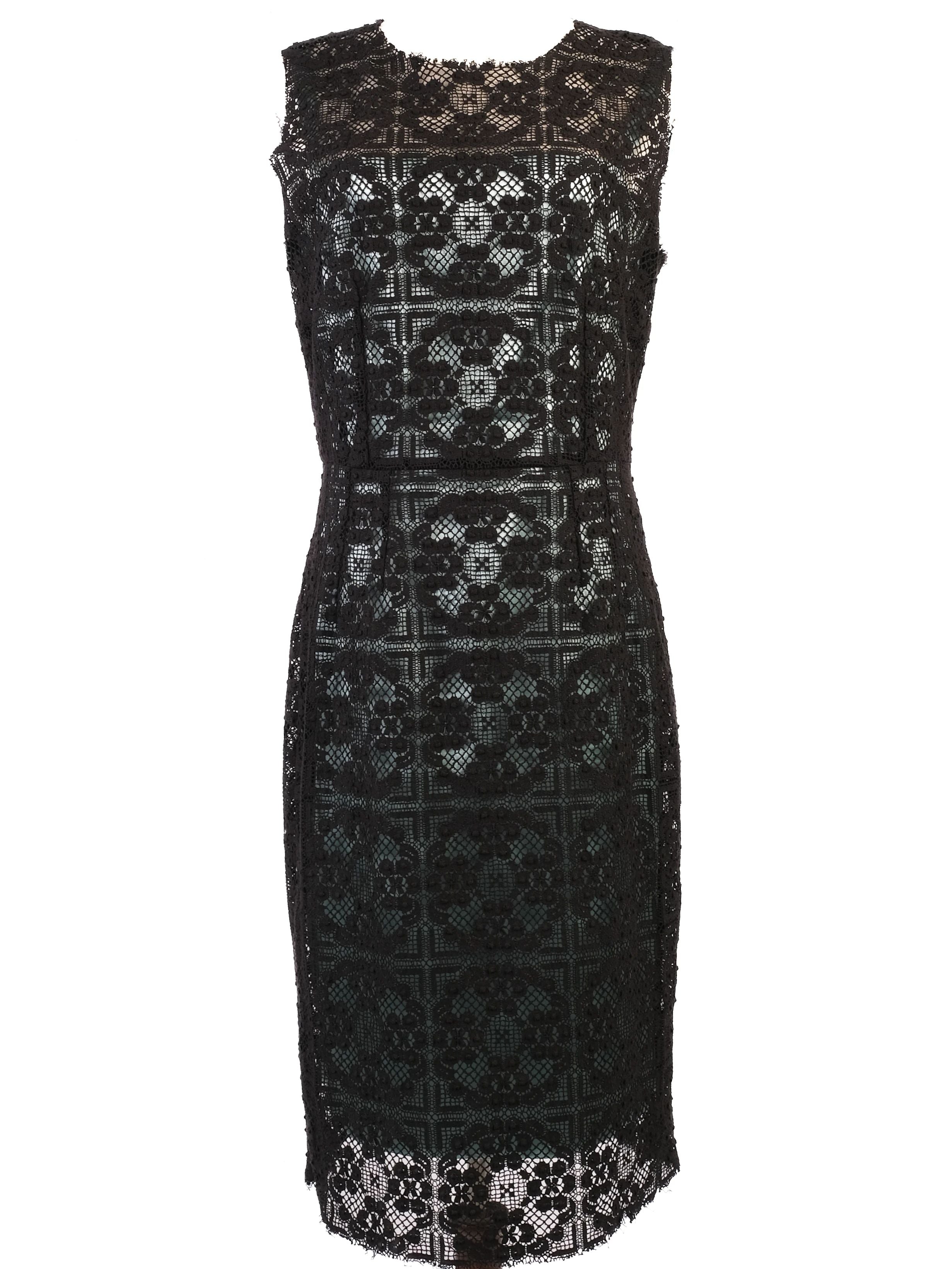 EXCELLENT Dolce Gabbana Black Lace Dress Size XL Floral Pattern