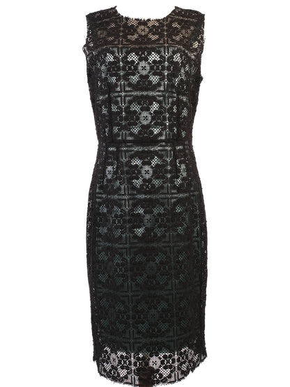 EXCELLENT Dolce Gabbana Black Lace Dress Size XL Floral Pattern