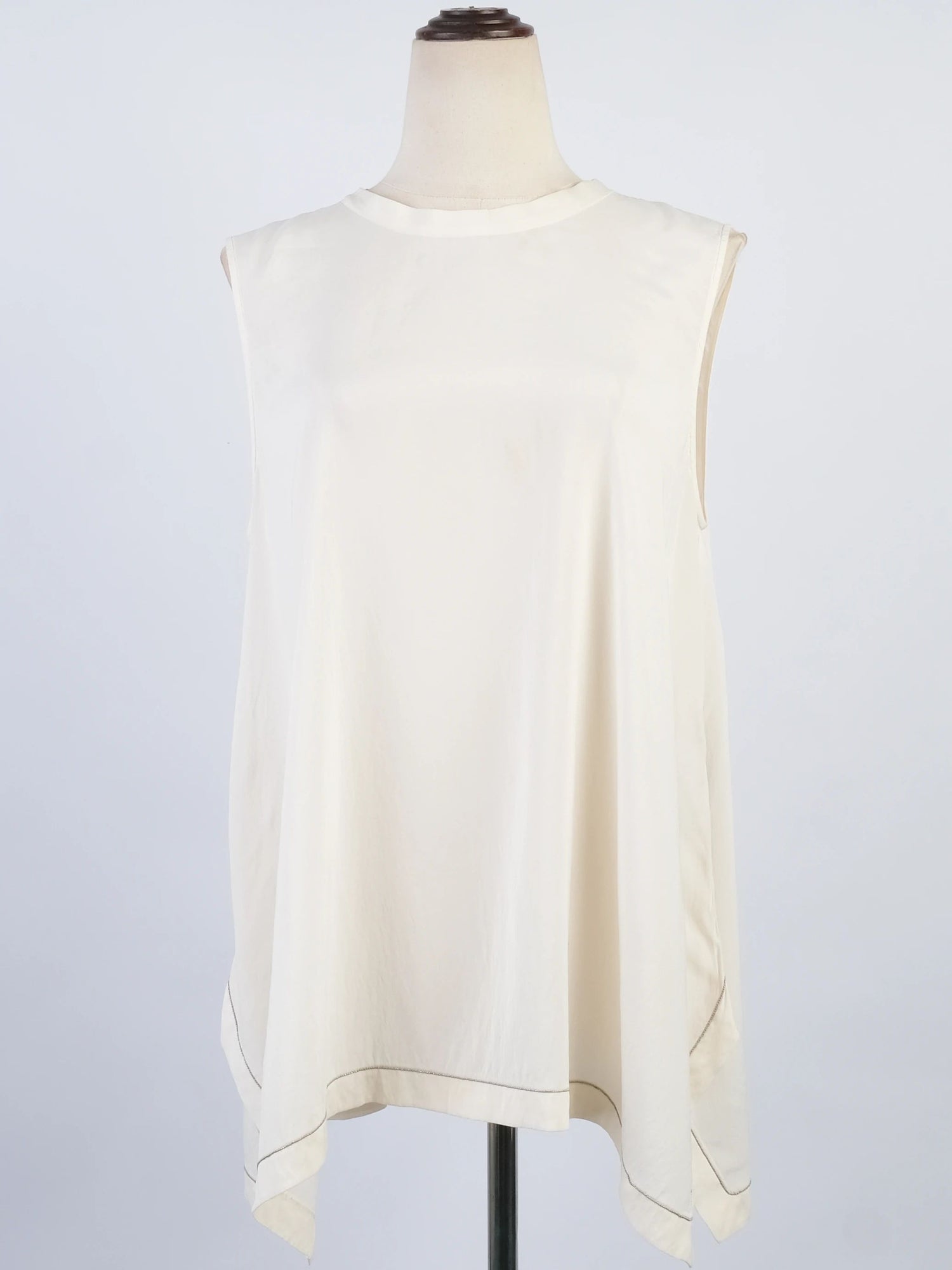 Excellent Brunello Cucinelli White Silk Top Size XL Made in Italy