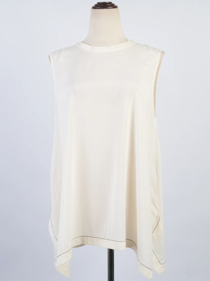 Excellent Brunello Cucinelli White Silk Top Size XL Made in Italy