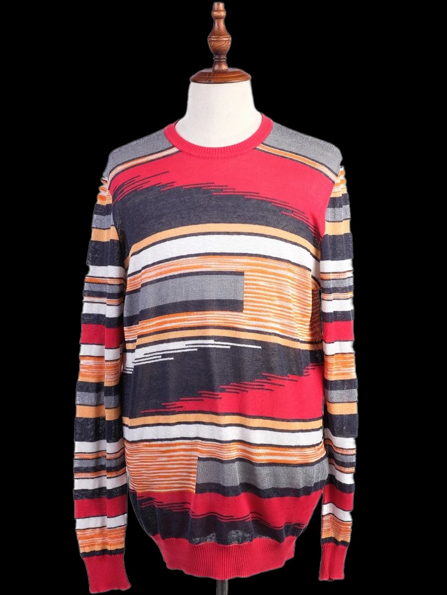 Excellent Missoni Geometric Striped Sweater XL Viscose Men Combined Colors
