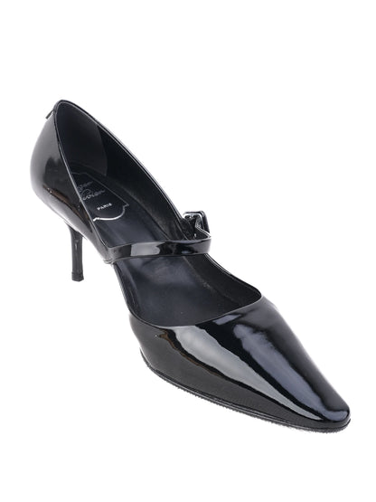 Excellent Roger Vivier Black Patent Leather Mary Jane Heels Size 36.5