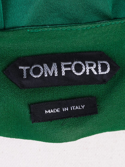 Excellent Tom Ford Green Silk Skirt with Ruching and Pleats, Size M