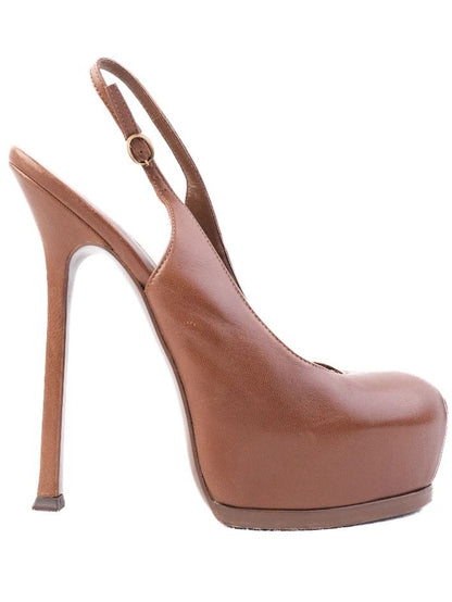 Excellent Yves Saint Laurent Orange Leather High-Heeled Shoes Size 39
