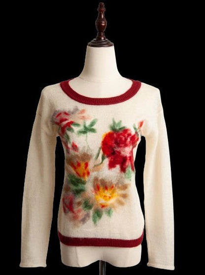 Good TWINSET Cream Floral Sweater Size XS Women Polyester
