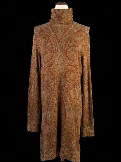 Excellent Etro Long-Sleeve Paisley Sweater Dress Size L