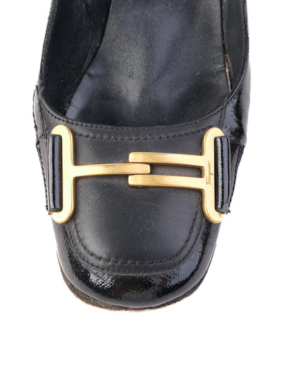 Good Salvatore Ferragamo Black Patent Leather Dress Shoes Size 38