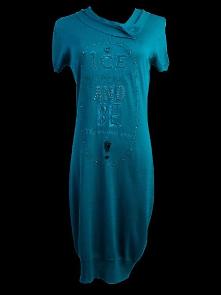 Excellent Iceberg Green Silk Dress Size S with Unique Design