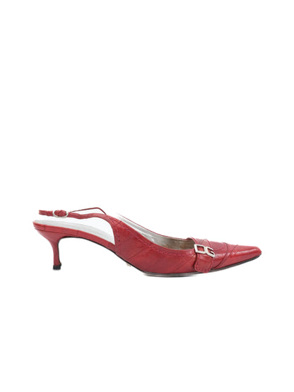 Excellent Dolce Gabbana Red Leather Slingback Heels Size 37.5