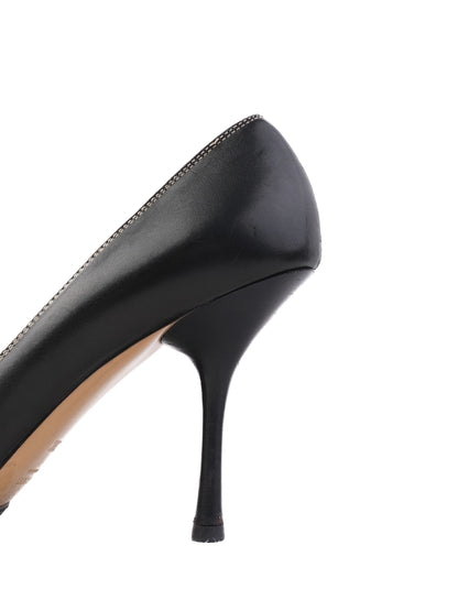 Excellent Gucci Black Leather High-Heeled Shoes Size 38 Women