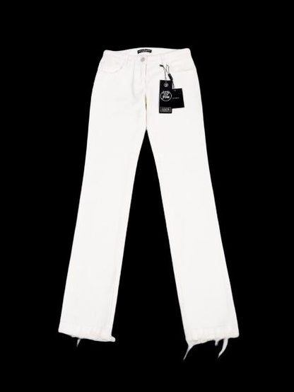 Excellent Dolce Gabbana White Frayed Hem Jeans Size XS