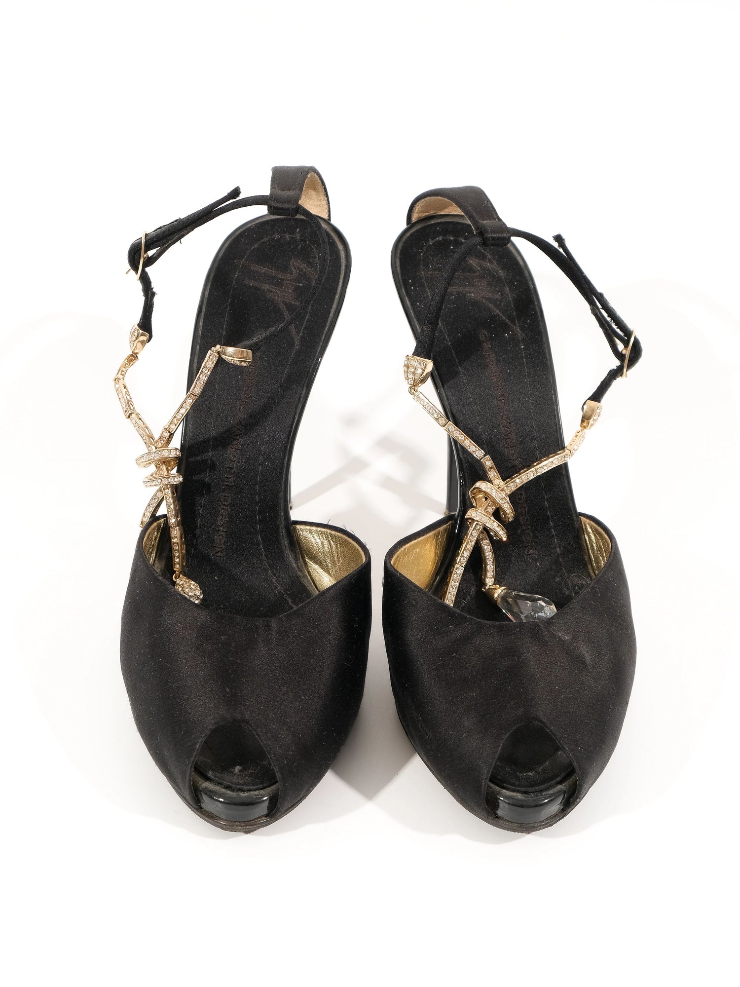 Excellent Giuseppe Zanotti Black Fabric High-Heeled Shoes Size 38