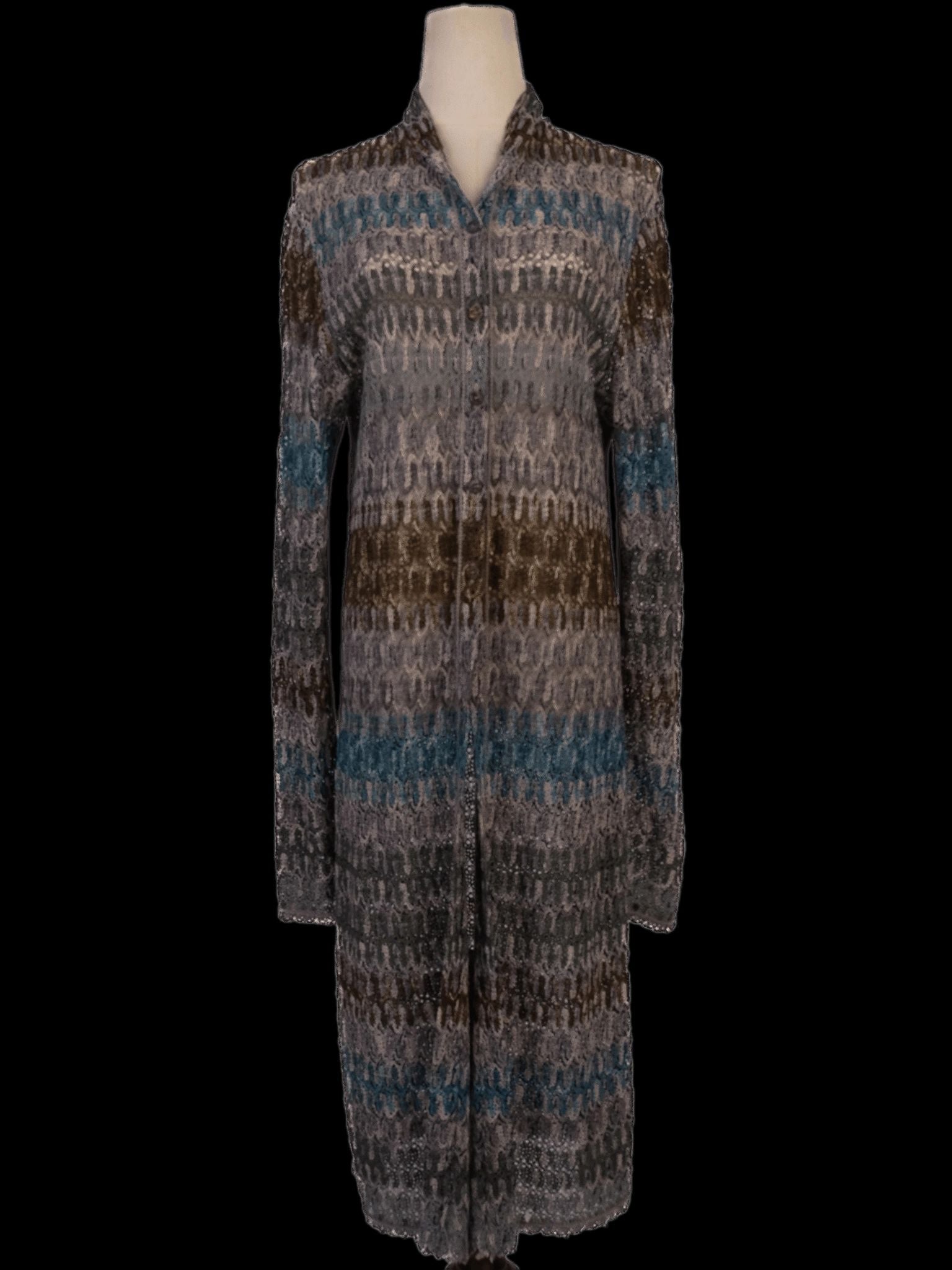 Average Missoni Blue Wool Long-Sleeve Cardigan Size M Made in Italy