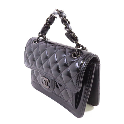 Chanel Black Cowhide Leather Mini Flat Chain Shoulder Bag Hand-handed Shoulder Bag 2way Shoulder Bag Calfskin (cow