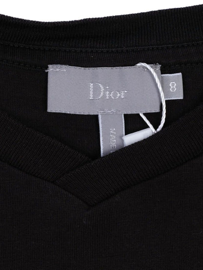 Excellent Dior Black Cotton T-Shirt Kids Size 8 with Bee Emblem