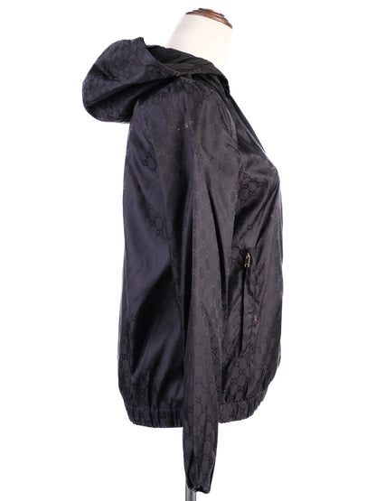 Gucci Black Hooded Jacket Nylon Size S Excellent Condition