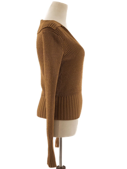 Excellent Theory Orange Knit Sweater V-Neck Size S Women