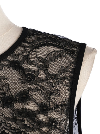 Excellent Strenesse Black Sleeveless Top with Lace Detailing Size M