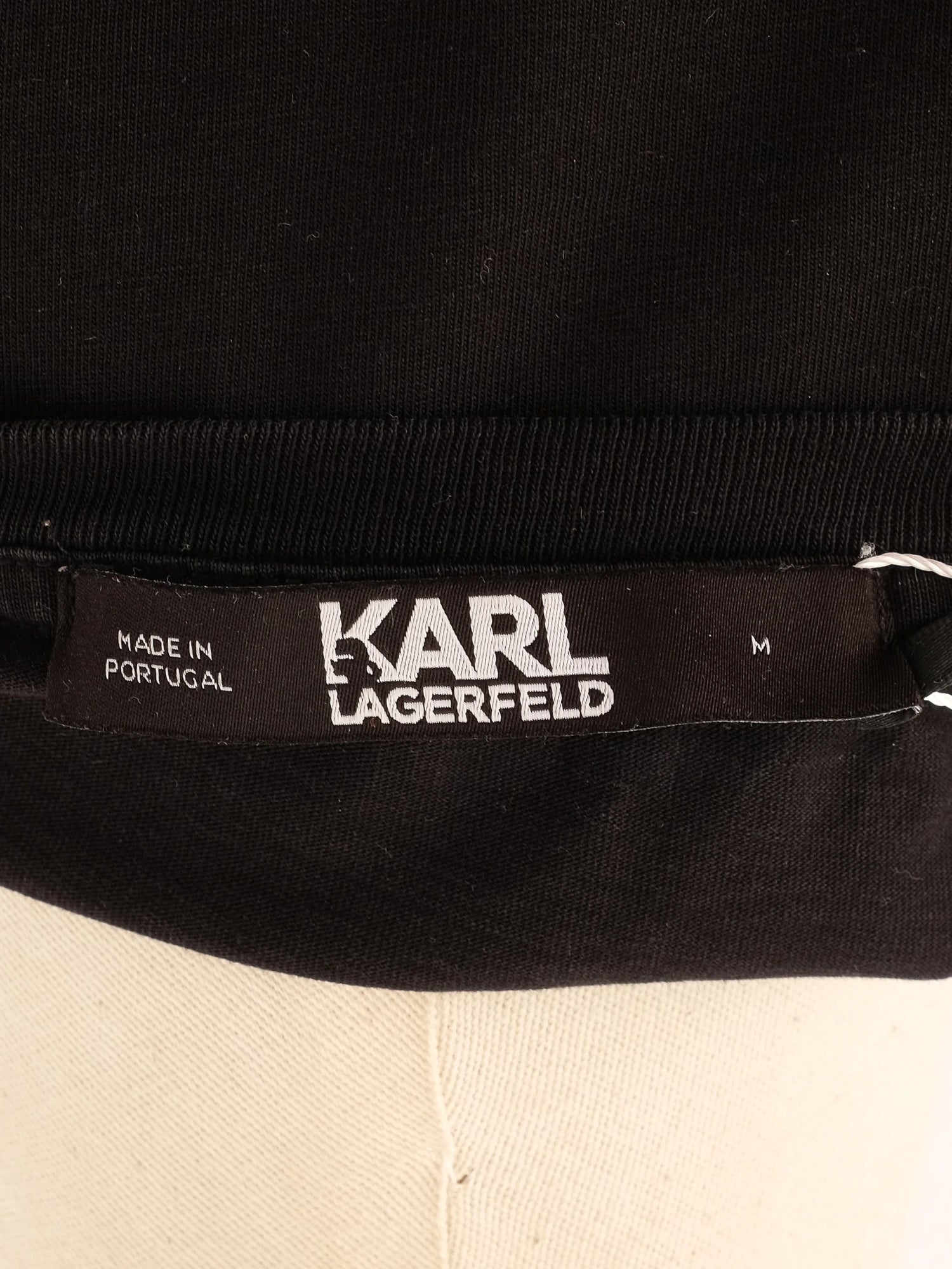 Excellent Karl Lagerfeld Black Cotton T-Shirt Size M with Cat Graphic