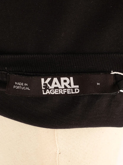 Excellent Karl Lagerfeld Black Cotton T-Shirt Size M with Cat Graphic