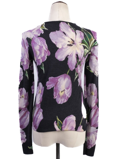 Excellent Dolce Gabbana Floral Silk Cardigan Women XS Combined Color