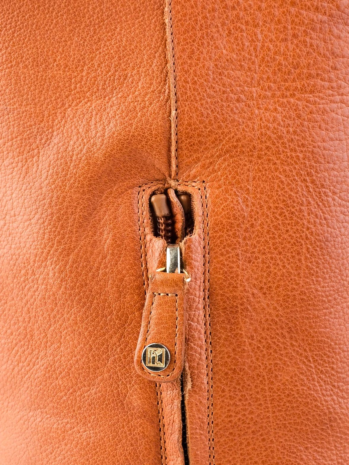 Excellent Ballin Orange Leather Tall Boots Size 37 with Zipper