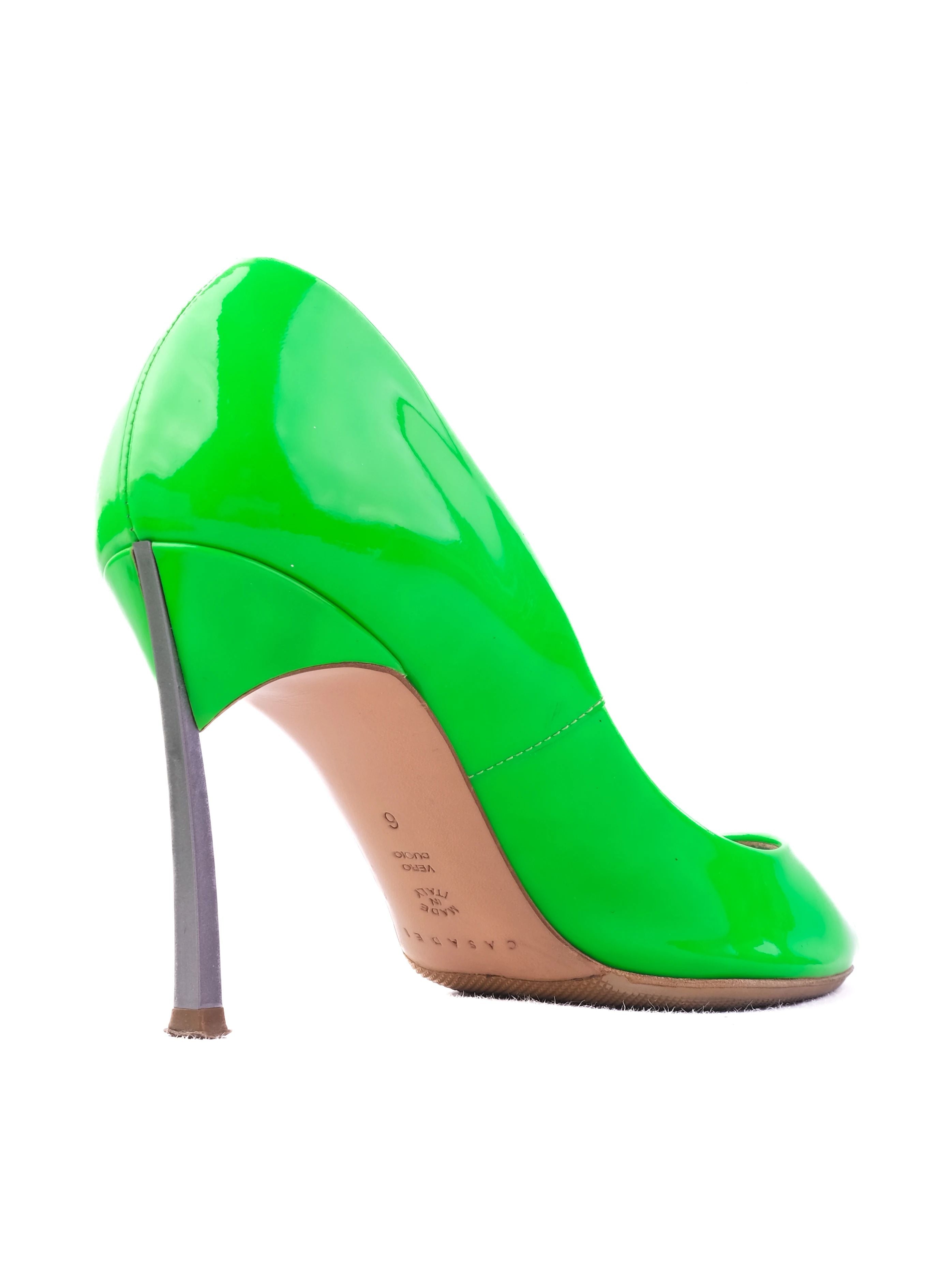 Excellent Casadei Green Leather Stiletto Heels Size 36 Peep-Toe