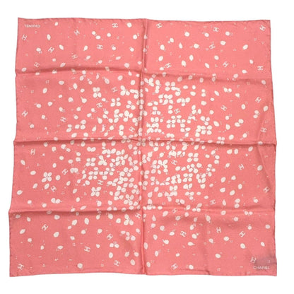 Chanel Flowers Square Scarf Silk Pink