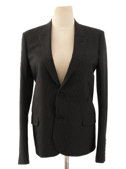 Excellent Saint Laurent Black Pinstripe Blazer Size M Women