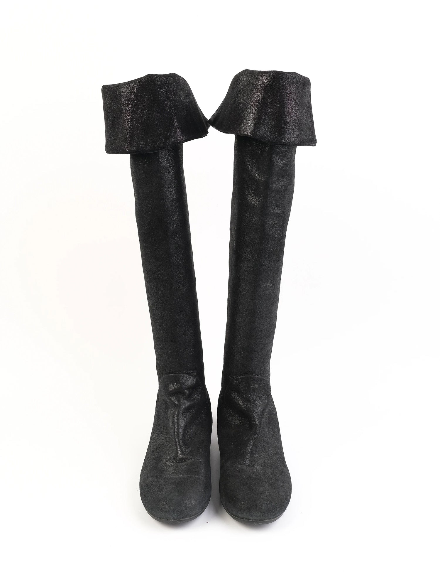 Giuseppe Zanotti Black Leather Over-the-Knee Boots Size 36.5