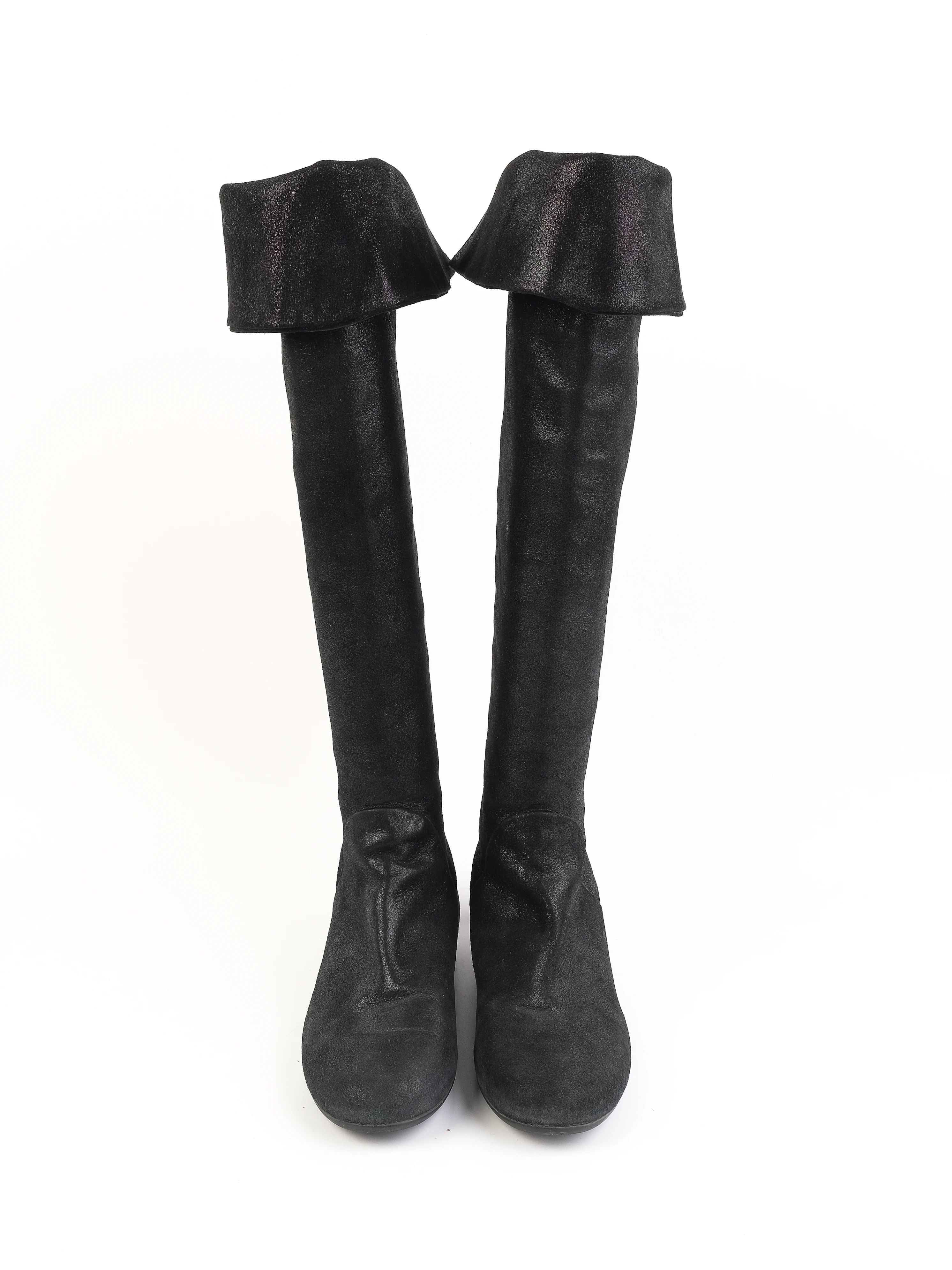 Giuseppe Zanotti Black Leather Over-the-Knee Boots Size 36.5
