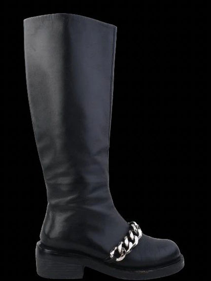 Excellent Givenchy Black Leather Knee-High Boots Size 36