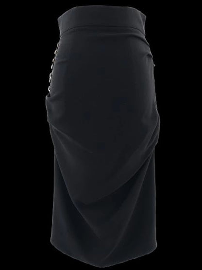 Excellent Elisabetta Franchi Black Ruched Pencil Skirt XS