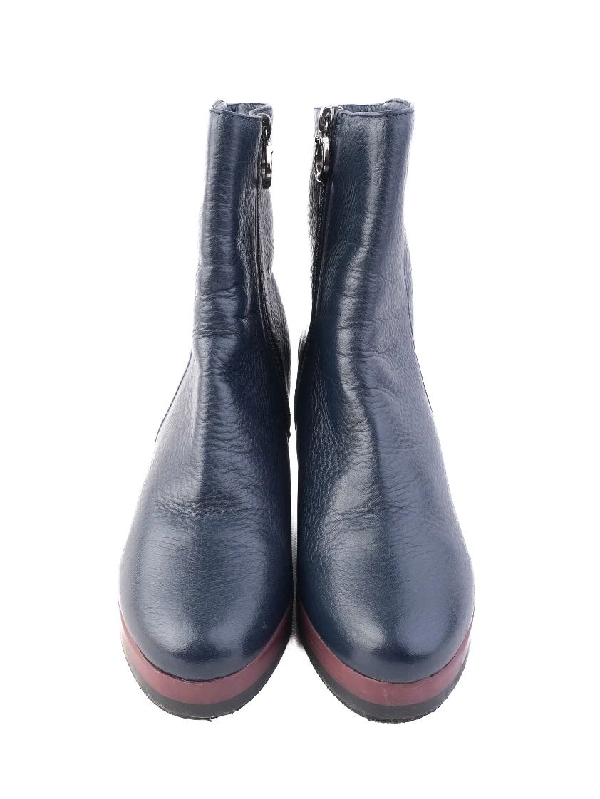 Perfect Pakerson Blue Leather Wedge Ankle Boots Size 36.5