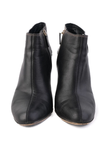 Excellent Gucci Black Leather Ankle Boots Size 37.5 with High Heels