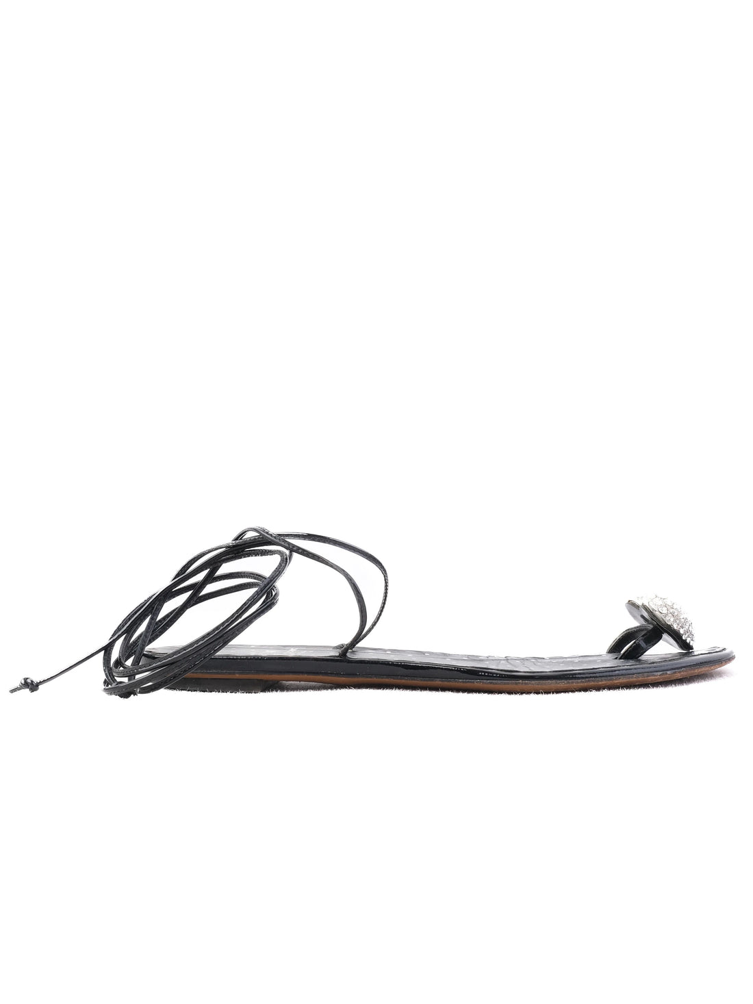 Excellent Moschino Black Leather Sandals Size 37 with Heart Embellishment