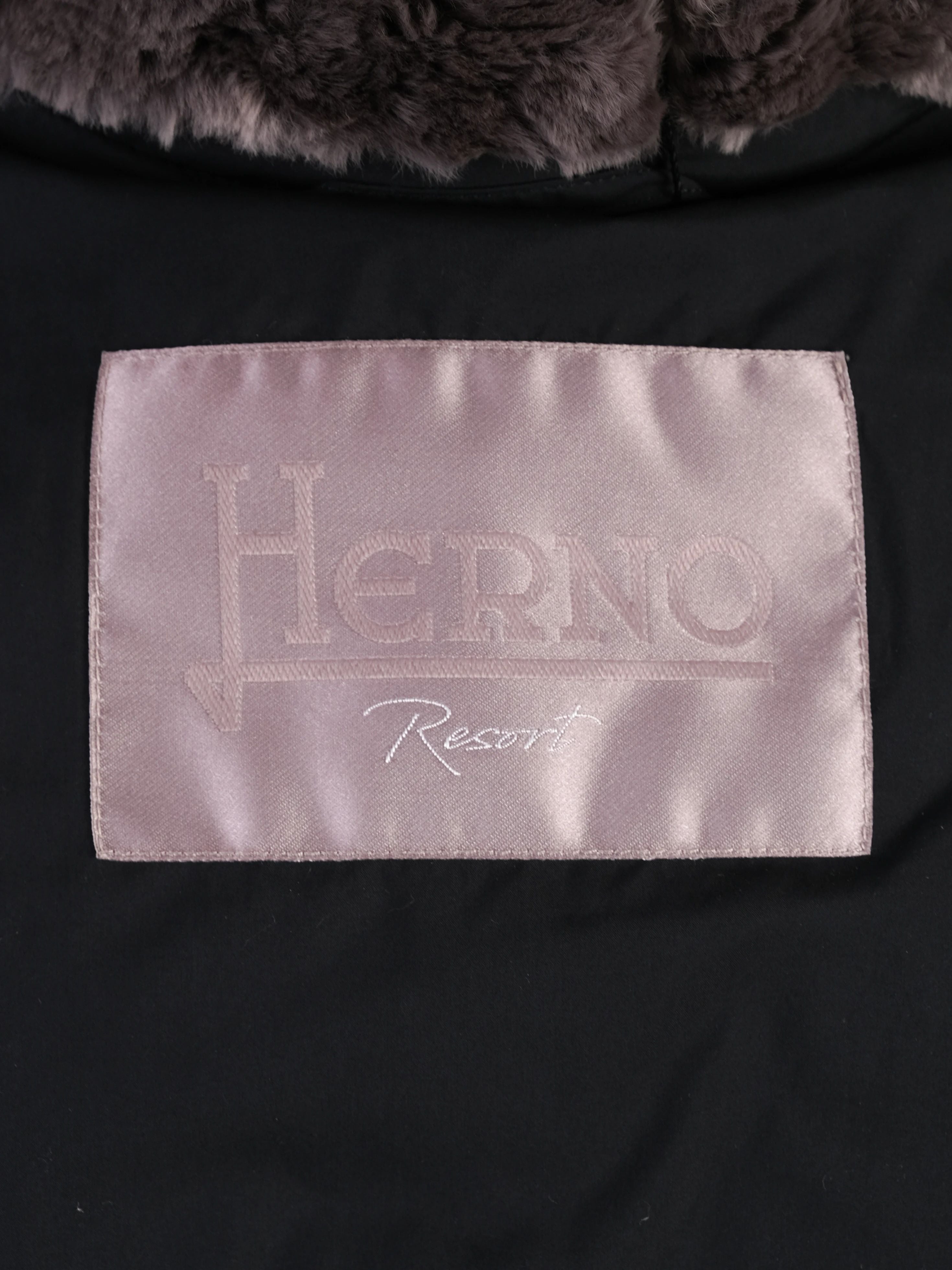 Excellent Herno Blue Padded Winter Coat with Fur Trim Size L