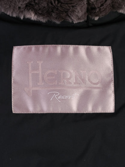 Excellent Herno Blue Padded Winter Coat with Fur Trim Size L