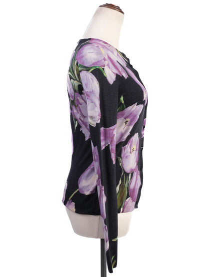 Excellent Dolce Gabbana Floral Silk Cardigan Women XS Combined Color