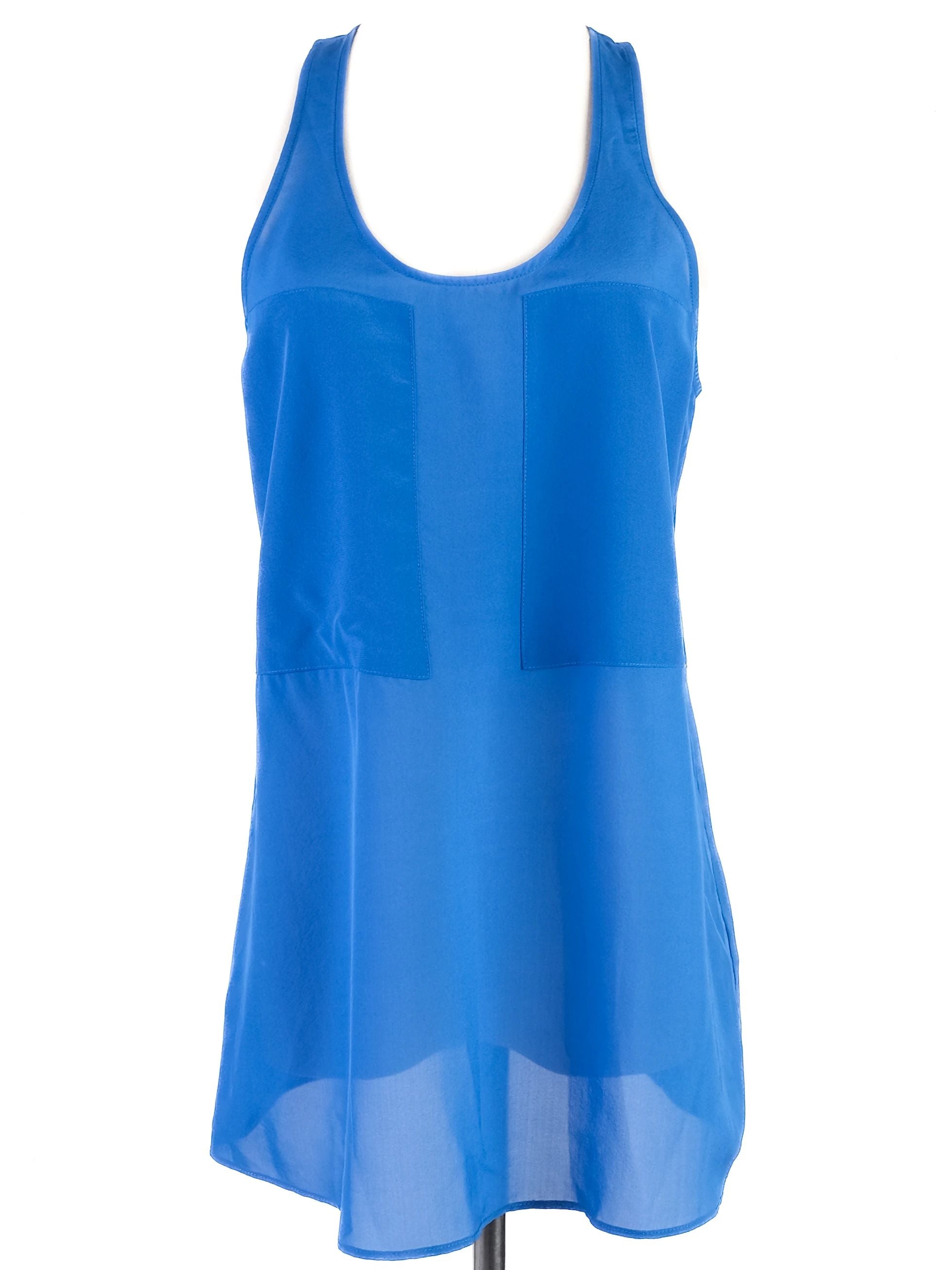 Excellent Alexander Wang Blue Silk Sleeveless Tank Top Size S