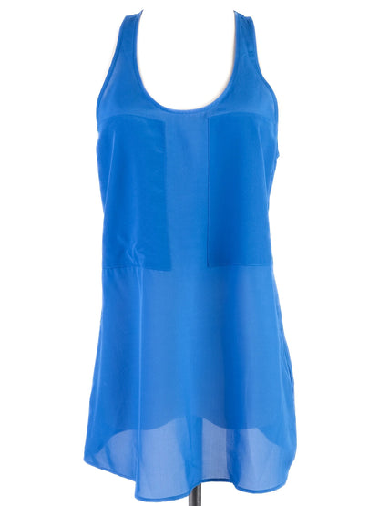 Excellent Alexander Wang Blue Silk Sleeveless Tank Top Size S