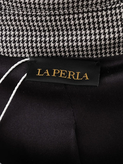 Excellent Gray Houndstooth Wool Blazer with Lace Detail Size S