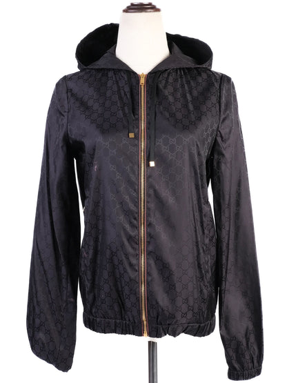 Gucci Black Hooded Jacket Nylon Size S Excellent Condition