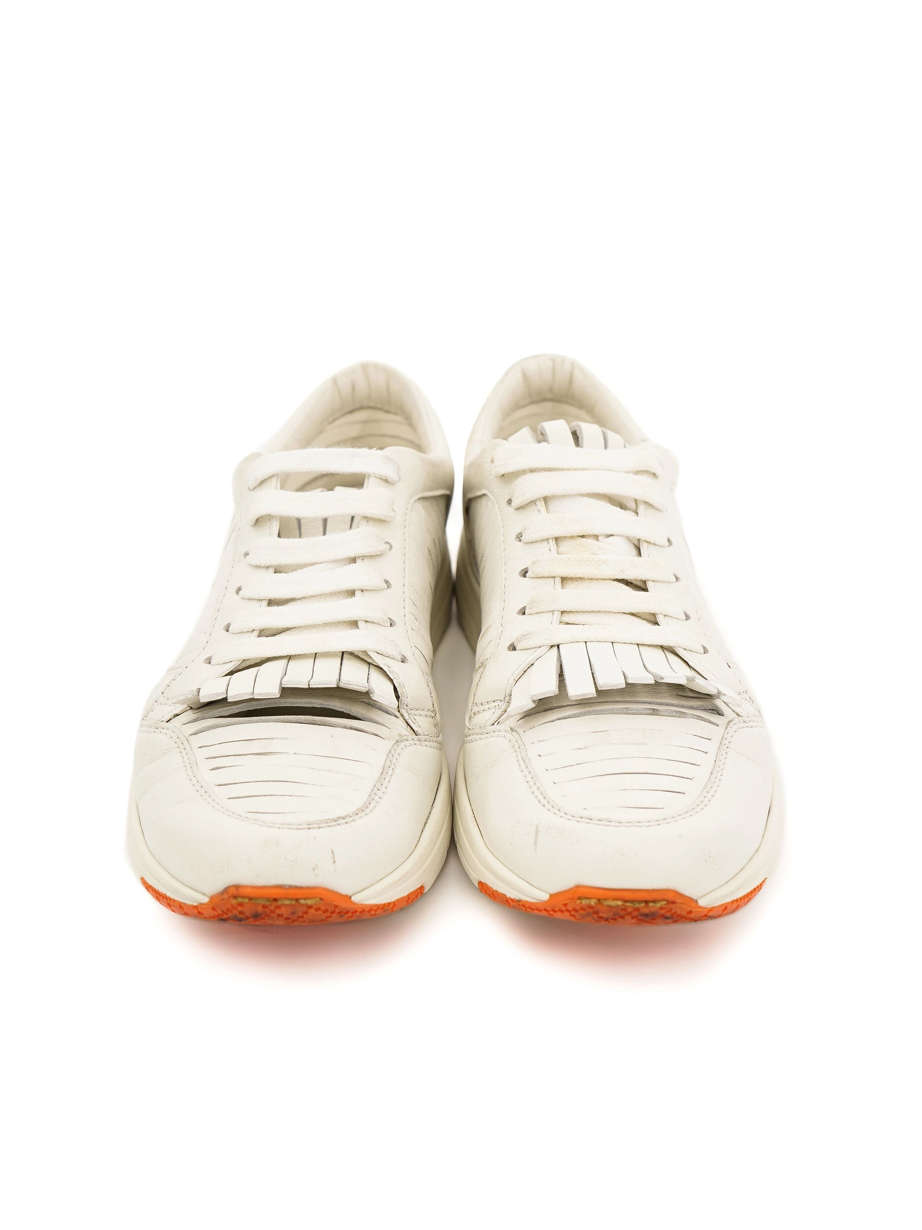 Gucci White Sneakers with Orange Accents Size 36 - Good Condition