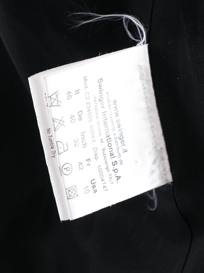 Excellent Roccobarocco Black Wool Double-Breasted Coat Size XL