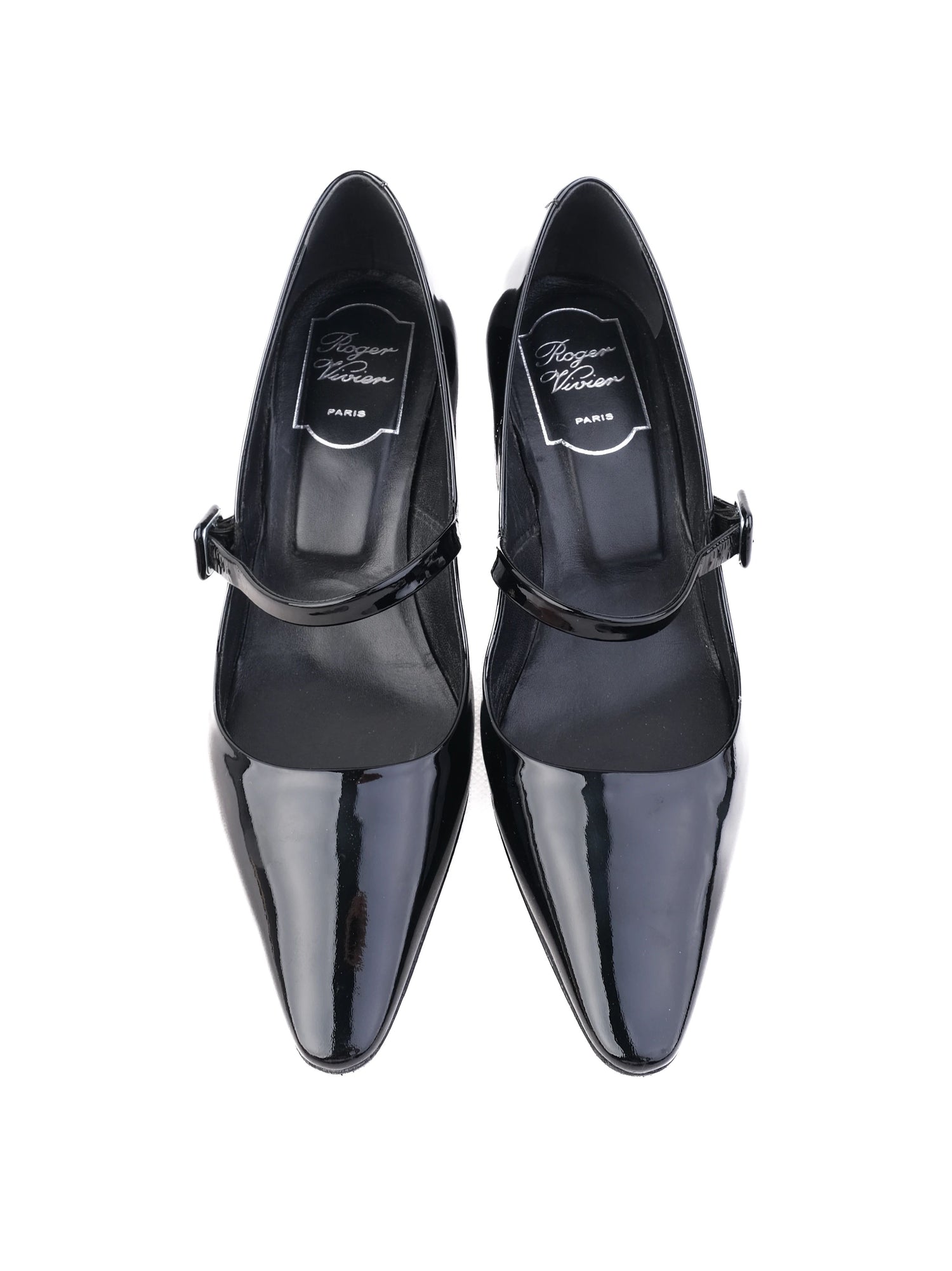 Excellent Roger Vivier Black Patent Leather Mary Jane Heels Size 36.5