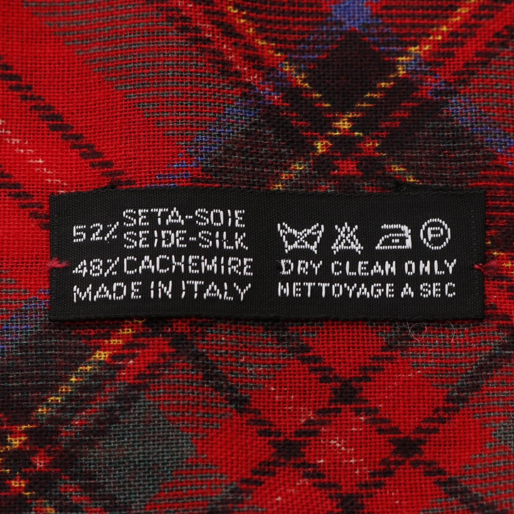Chanel Red Multicolor Coco Mark Scarf Silk Cashmere