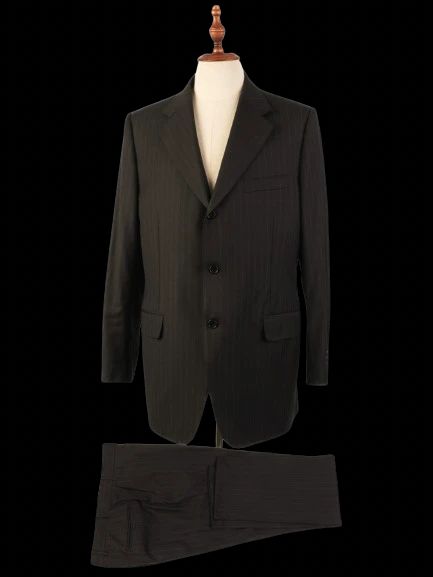 Excellent Canali Black Wool Pinstripe Suit Jacket Size XL
