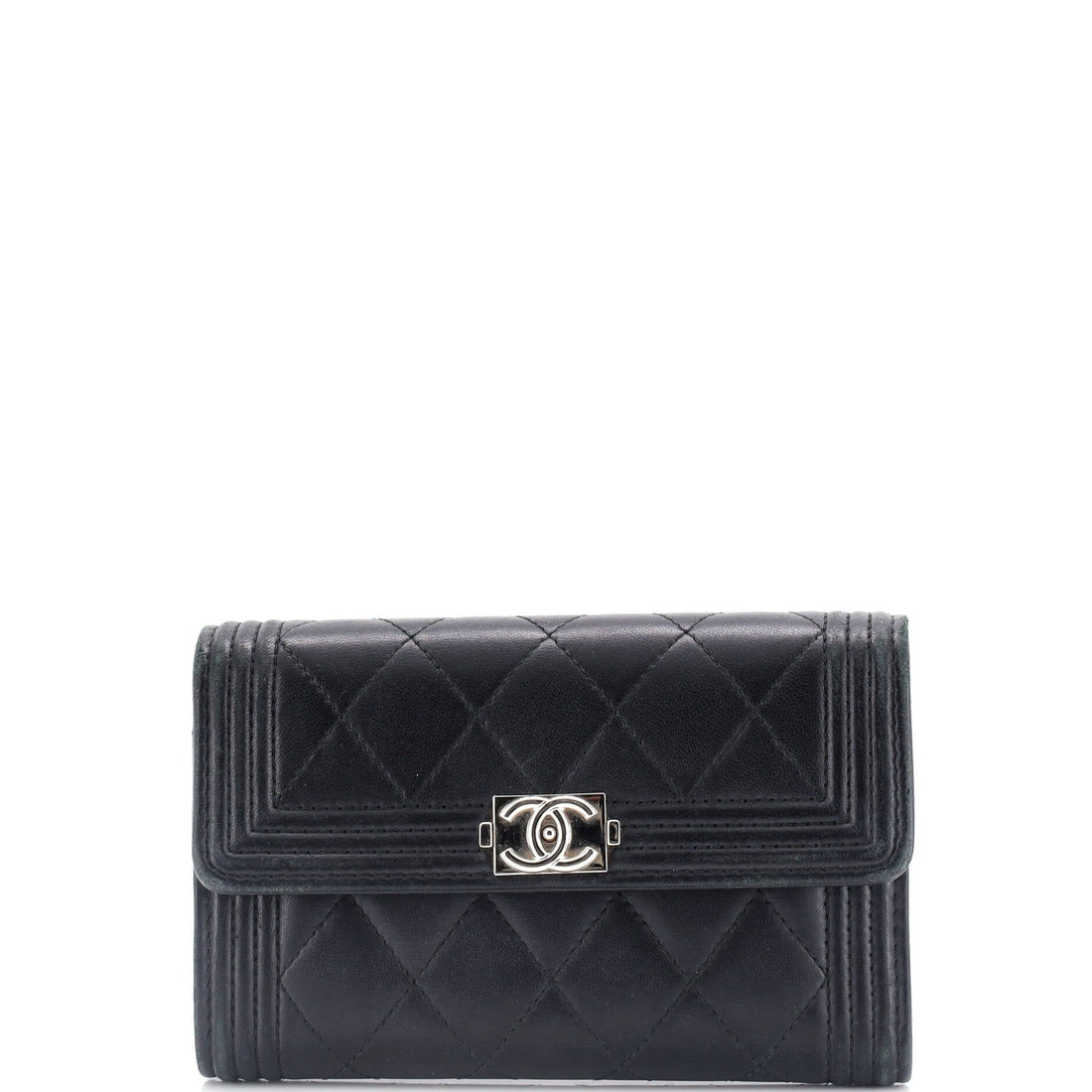 Chanel Boy Trifold Flap Wallet Quilted Lambskin Medium