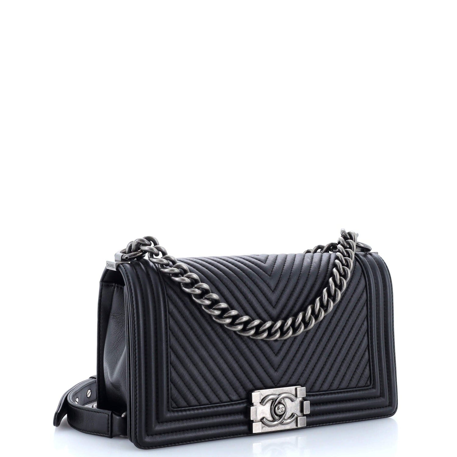 Chanel Boy Flap Bag Chevron Lambskin Old Medium
